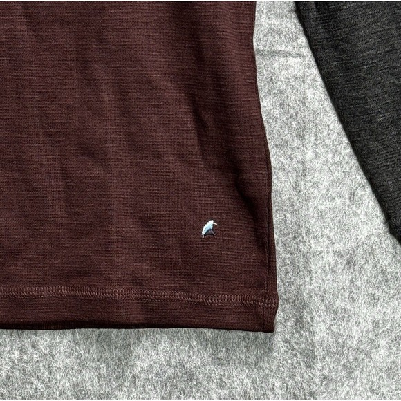 Tailor Vintage Mens Sm Drk Maroon/Grey Heather Long Sleeve Henley Shirt NWT - Picture 3 of 11